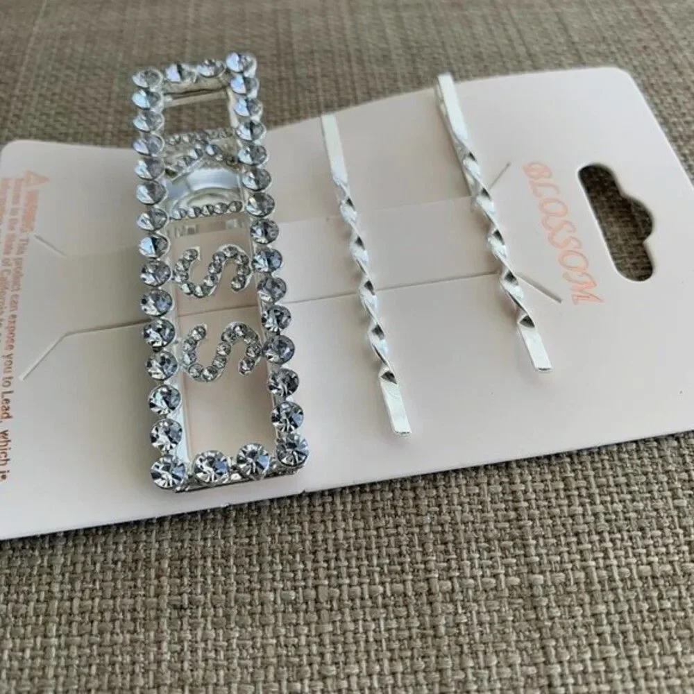 Hair clips fashion pins Rhinestone Silver Deco Hair Clips 